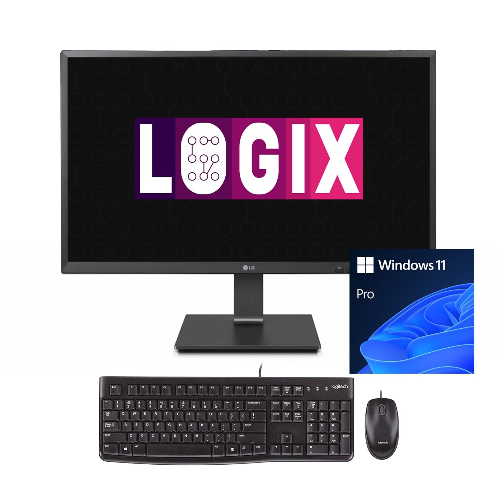 LOGIX 27 Inch Full HD Intel Quad Core All-in-One AiO Desktop PC with IPS Screen, 512GB M.2 SSD, 12GB DDR4, Integrated Graphics, USB-C, DisplayPort, HDMI, Webcam, Height Adjust, Speakers, VESA, FREE Logitech Keyboard & Mouse with Windows 11 Pro-PCR Business Solutions Ltd